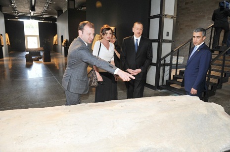 President Ilham Aliyev, his spouse review Stone Annals Museum in National Flag Square - PHOTOS